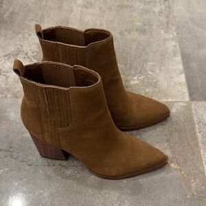 Marc Fisher Tan Suede Ankle Booties